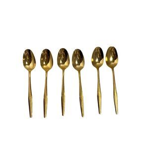 VINTAGE FLORENTINE Set of 6 Goldtone  Spoons Serving Utensils Elegant